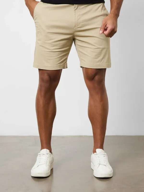 Khaki Mid Length Casual Shorts