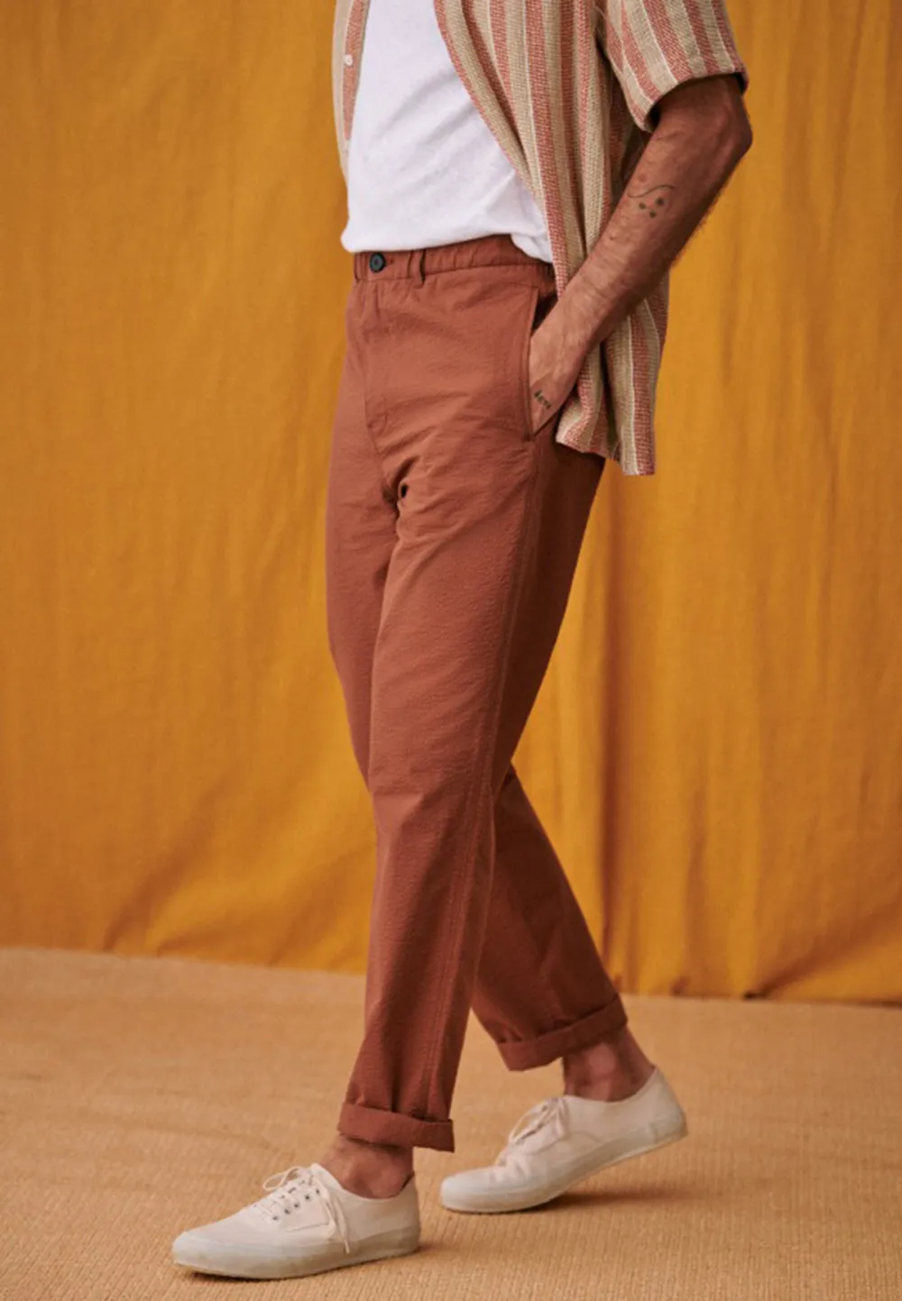 Trousers-Rust Seersucker