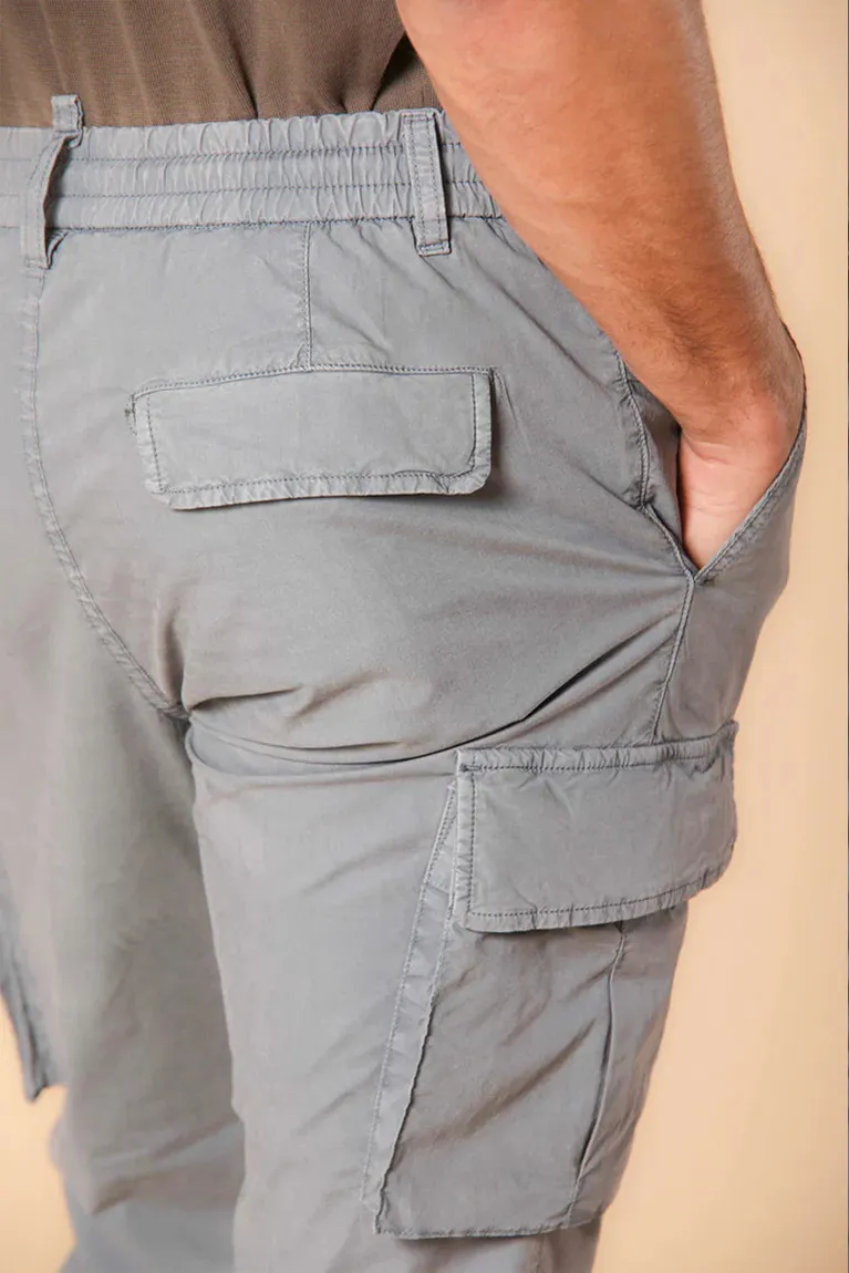 Men's Air Force Blue Slim Fit Parachute Fabric Cargo Pants with Large Pockets