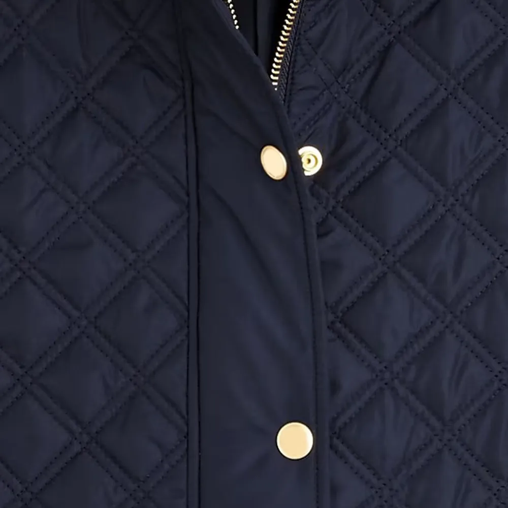 Corduroy-trim Quilted Vest In Green