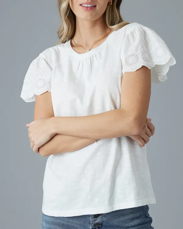 Casual T-Shirt With Delicate Eyelet Detailing