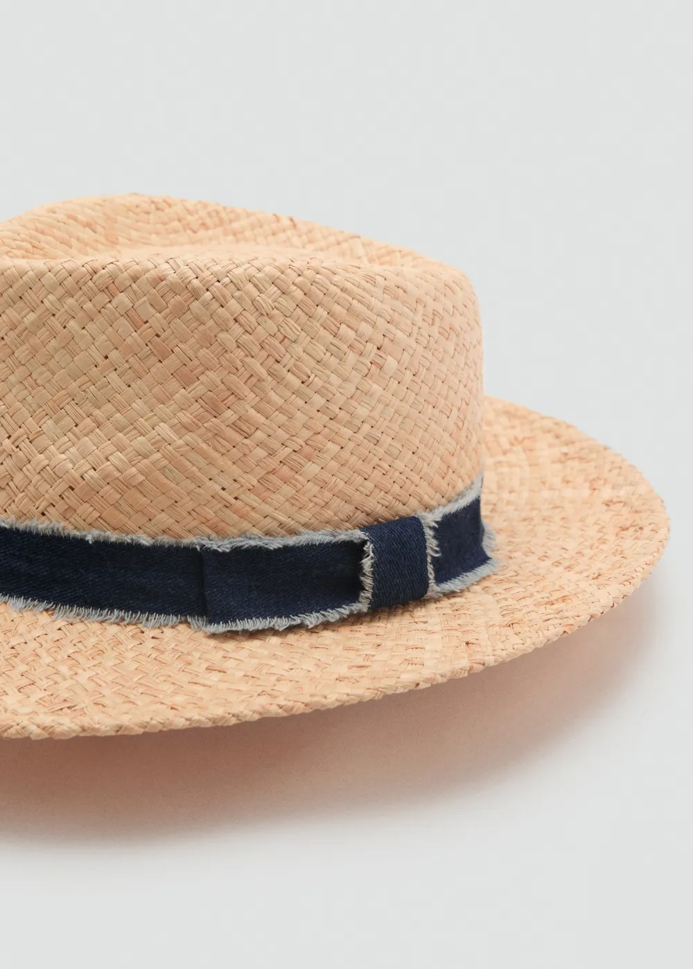 Casual Style Beige Hat With Denim Bow