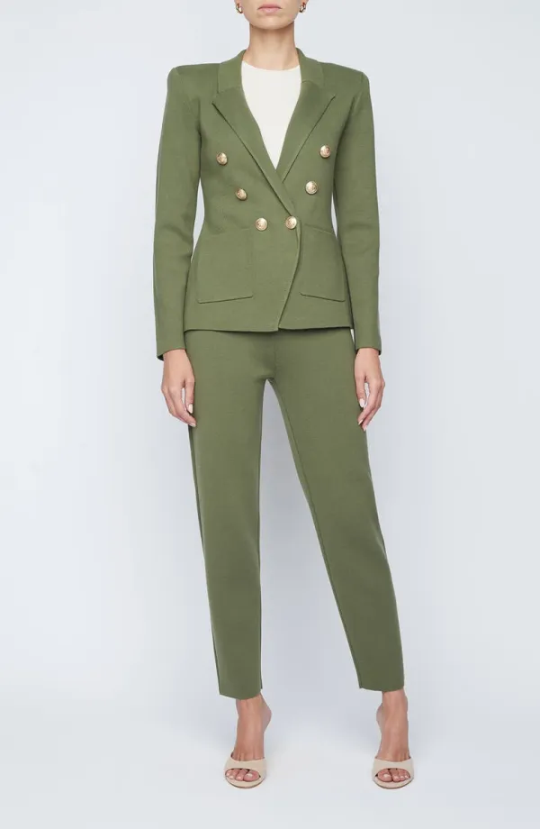 Cotton Blend Knit Double Breasted Blazer