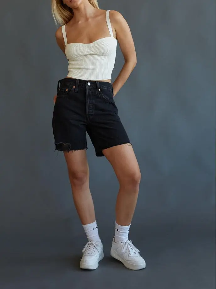Levi's 501 Mid Thigh Shorts Lunar Black