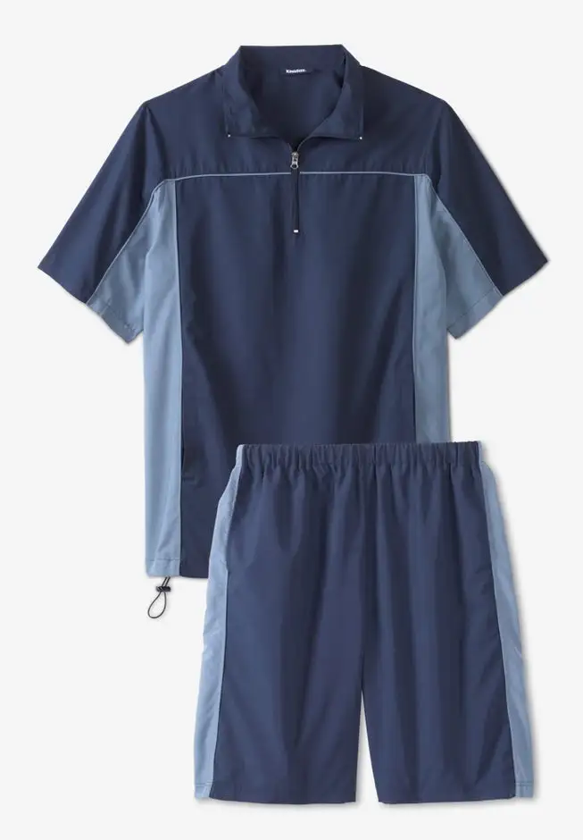 Quarter Zip Short Sleeve Colorblock Tracksuit