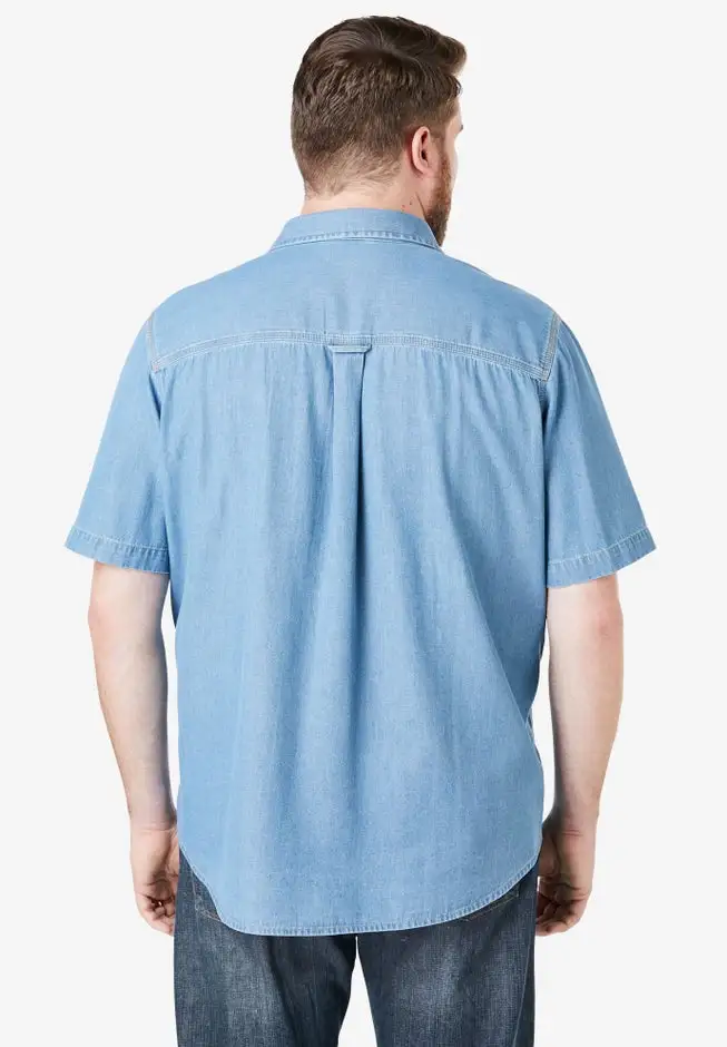 Short Sleeve Denim and Twill Shirt