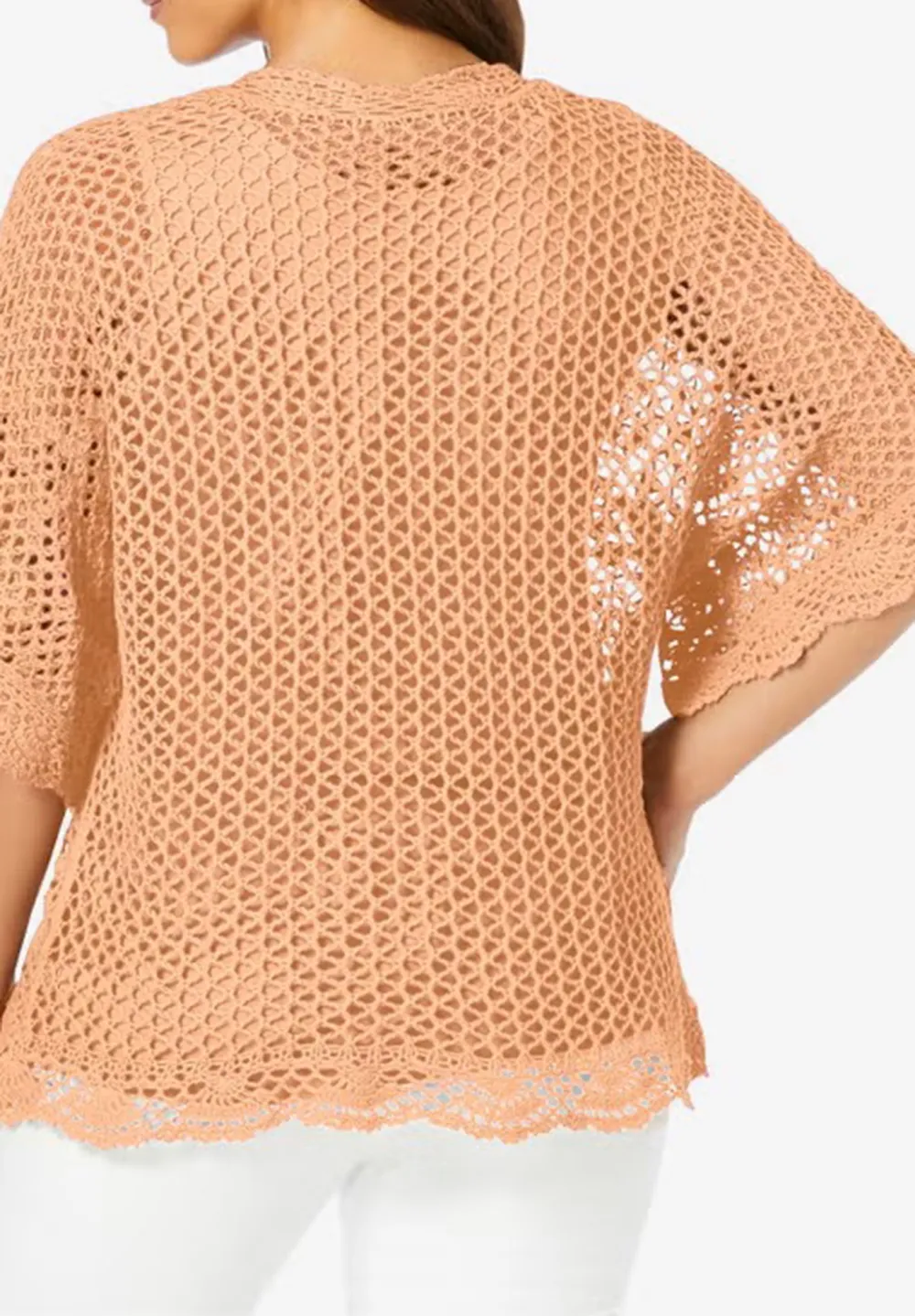 Hollow Solid Color Cardigan
