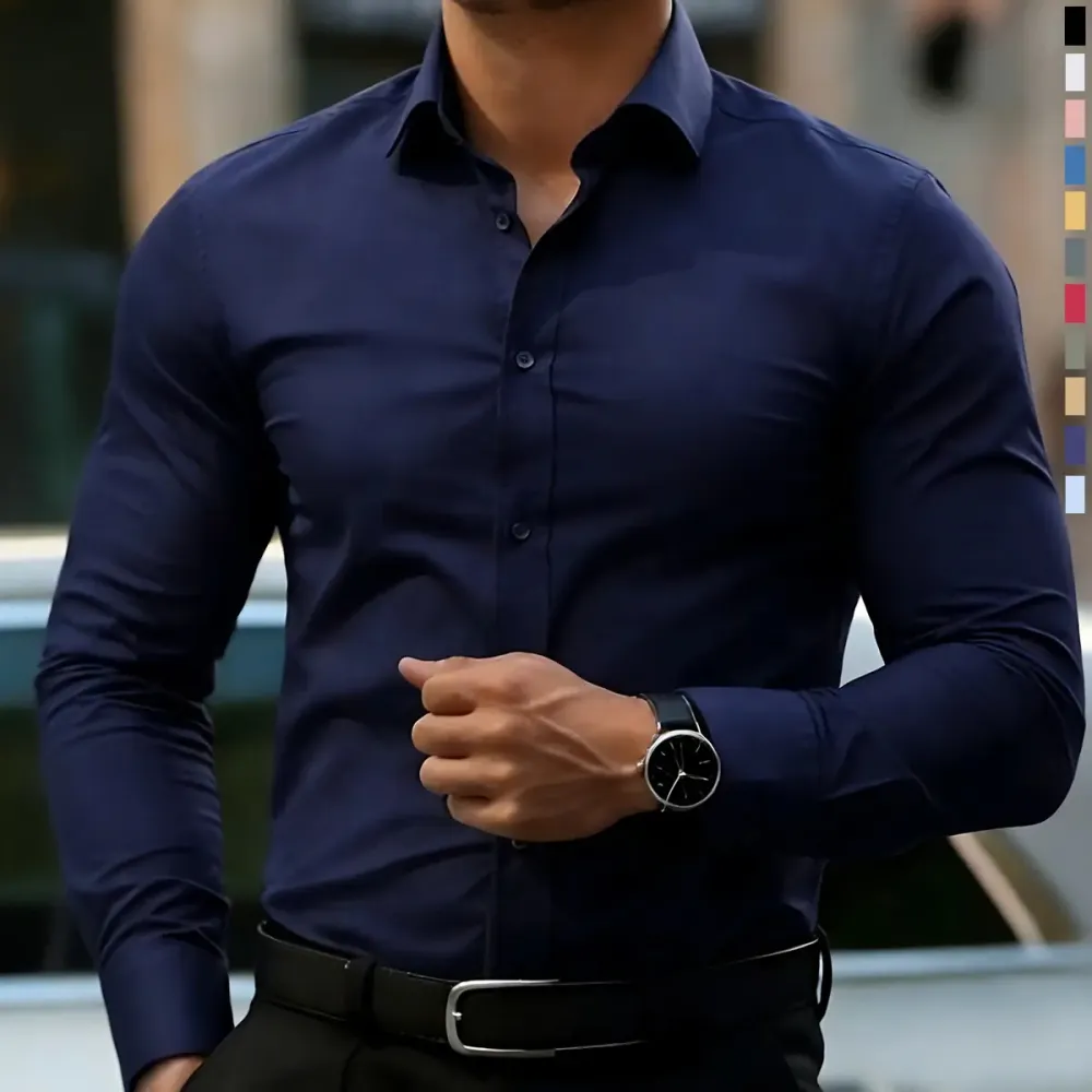 Non-Stretch Men’S Slim-Fit Long-Sleeve Shirt