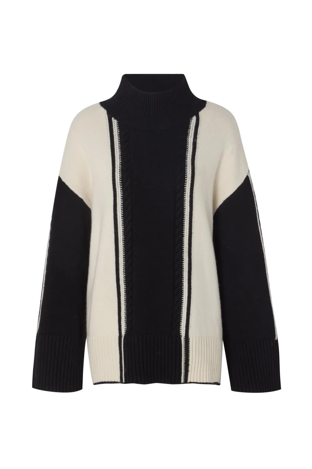 Color Blocked Striped Knit Sweater