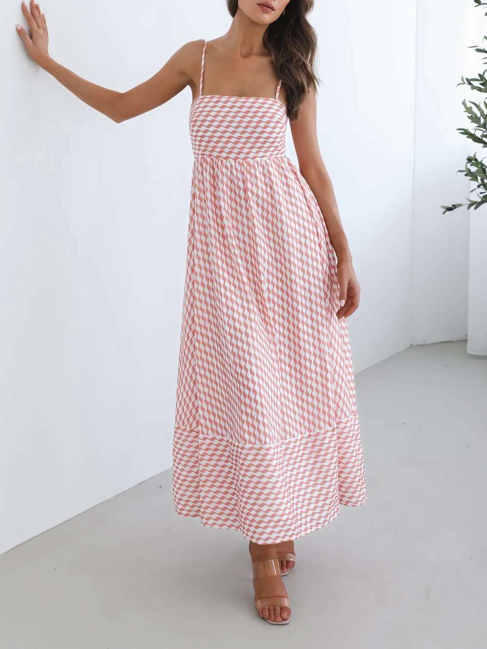 Orange Print Casual Style Dress