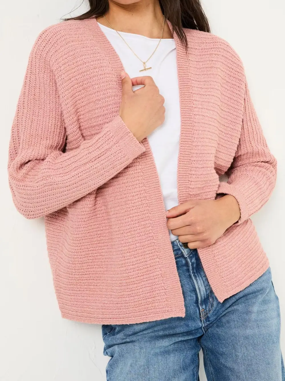 Light Pink Casual Knitted Cardigan