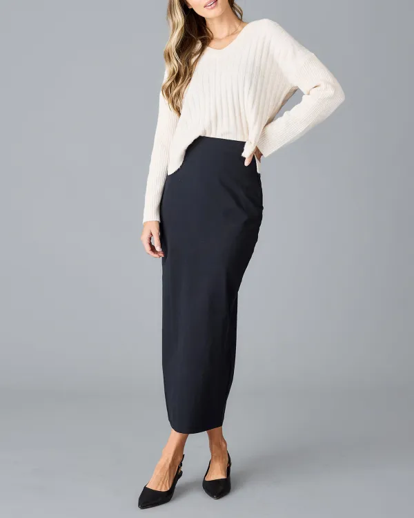 Black Knit Midi Skirt