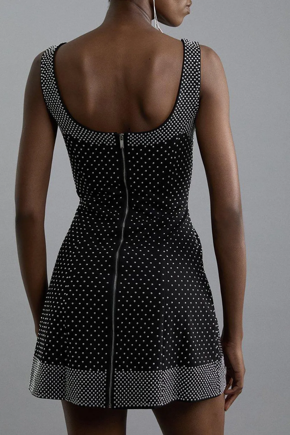 Studded Non-Stretch Jersey Mini Dress