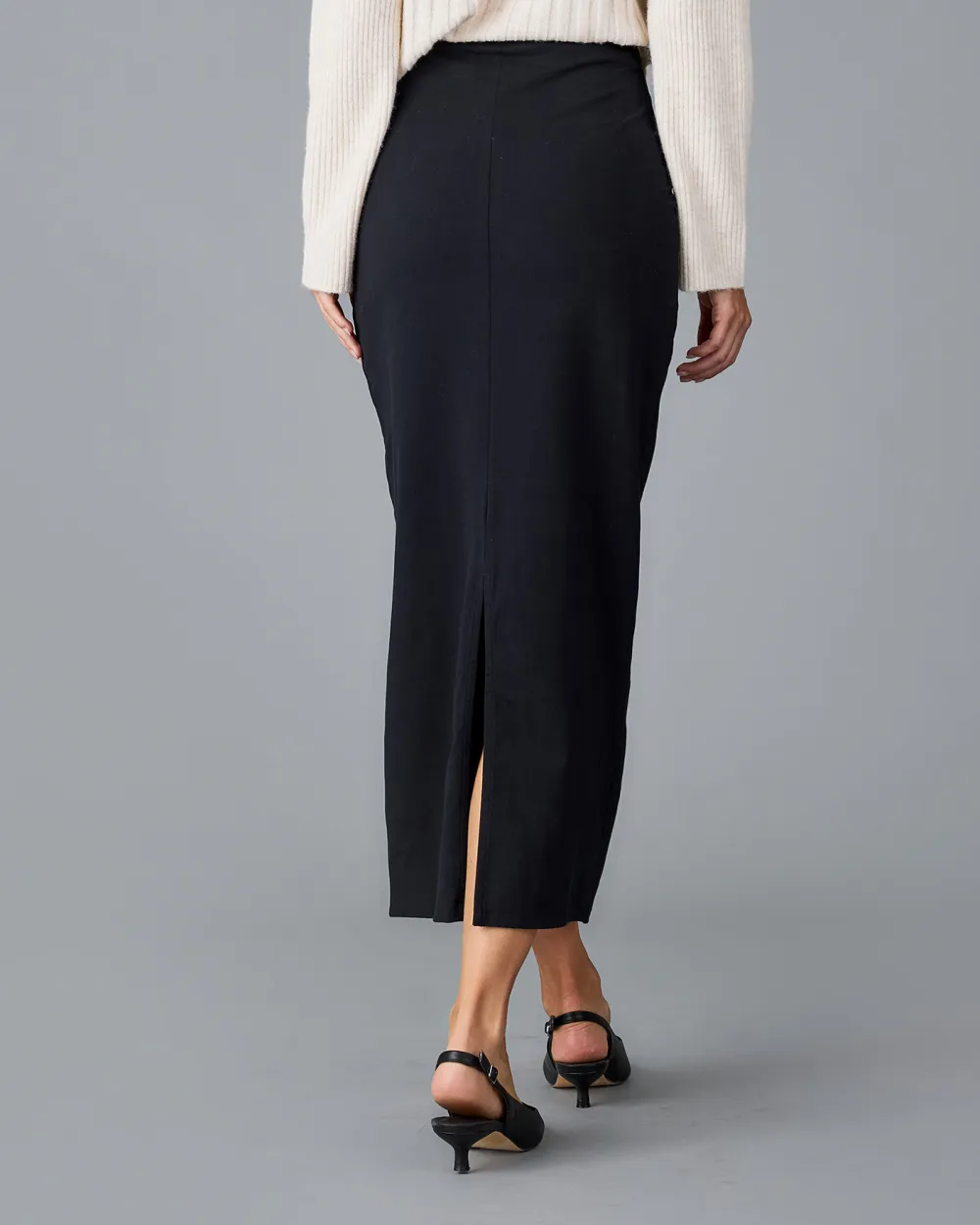 Black Knit Midi Skirt