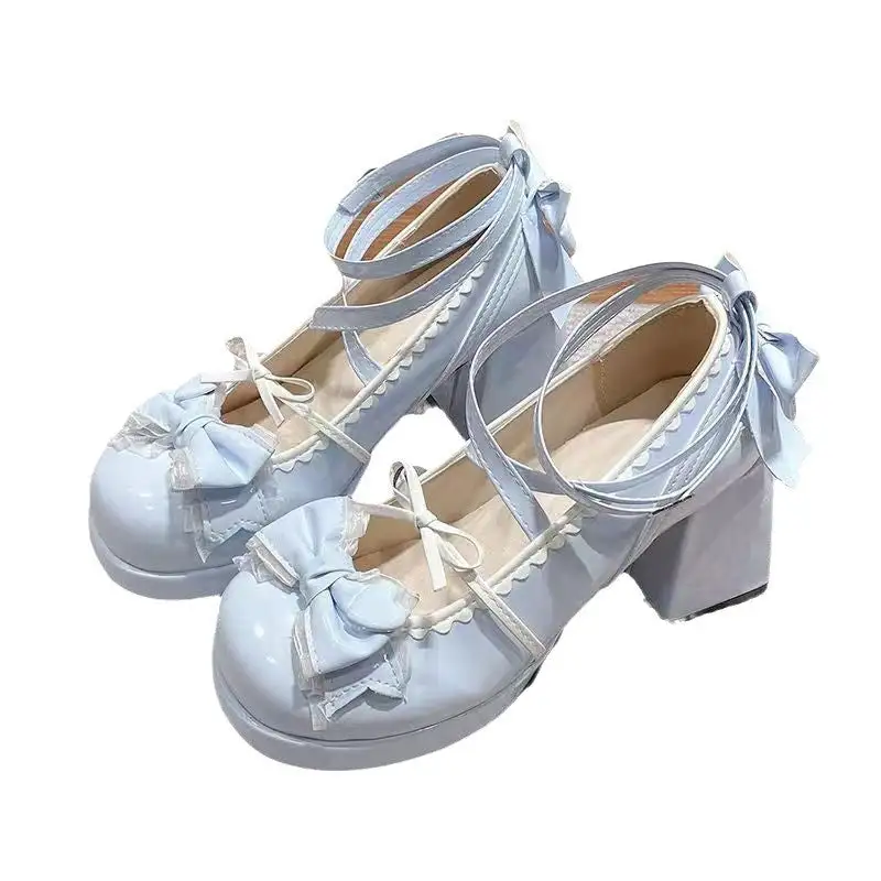 Bow Detail Thick Sole Strap Low Heel Shoes