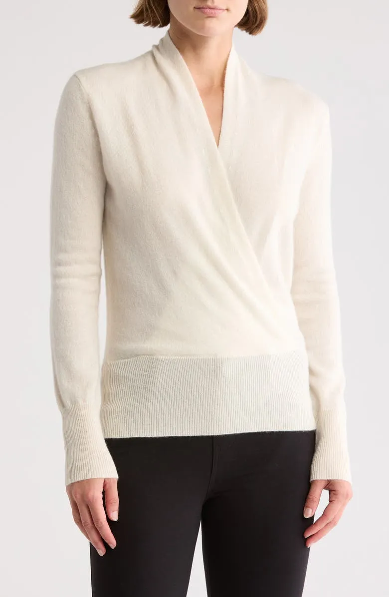 Cashmere Faux Wrap Sweater