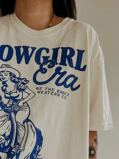 Horse Riding Print Solid Color T-shirt