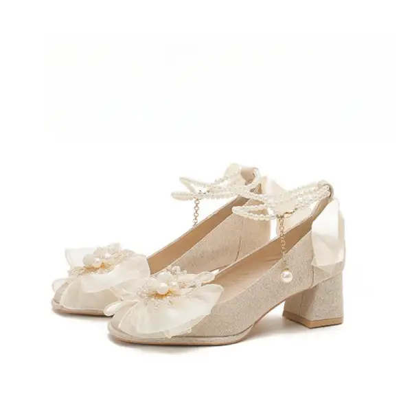 Bow Detail Strap Low Heel Shoes