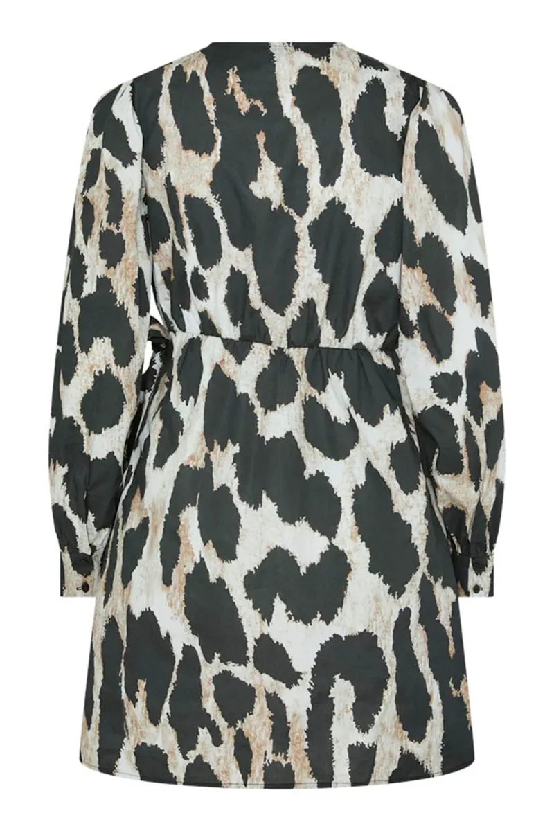 Black Leopard Print Long Sleeve Dresses