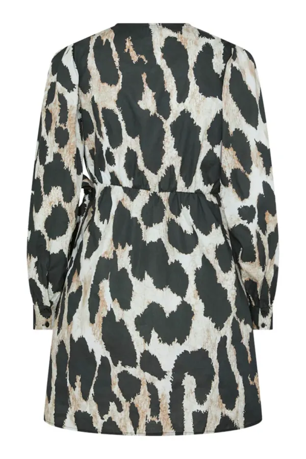 Black Leopard Print Long Sleeve Dresses