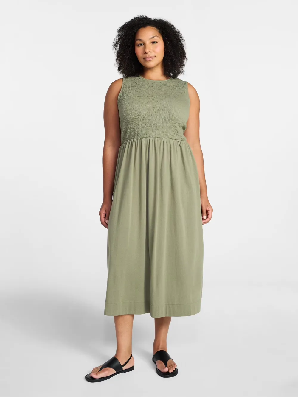 Women's Sleeveless Smocked Knit Dress, Sizes XS-5XL