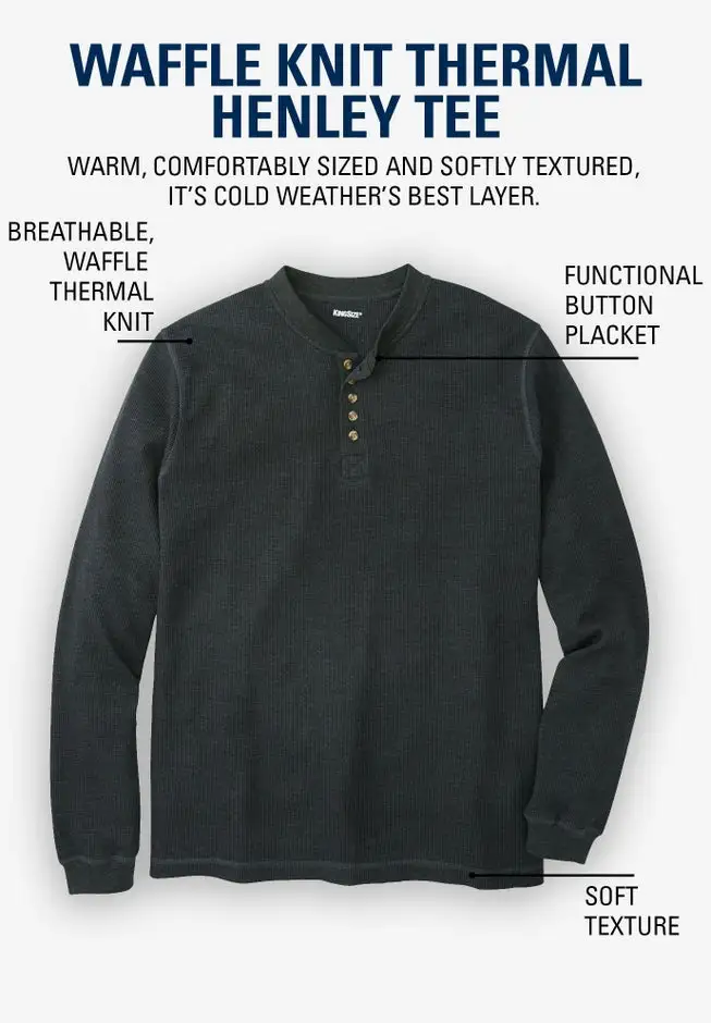 Waffle-Knit Thermal Henley Tee