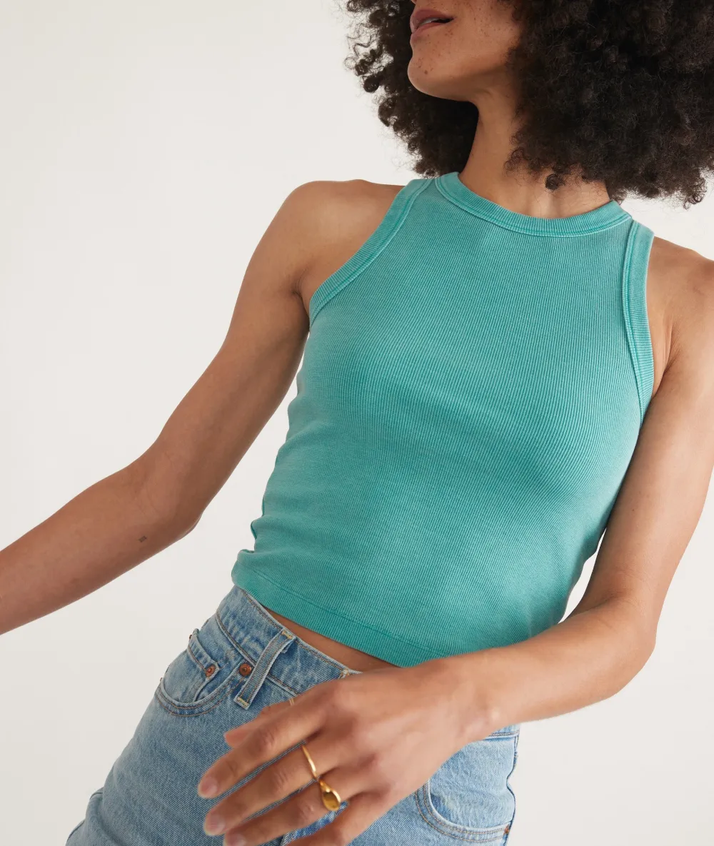 Turquoise Textured Crop Tank