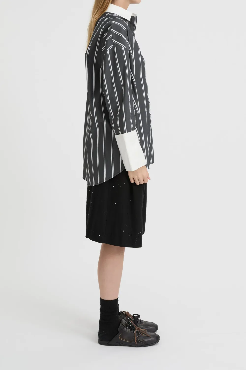 Classic Black And White Stripe Short-Sleeved Shirt