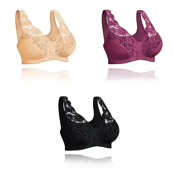 Front hooks, stretch-lace, super-lift, and posture correction