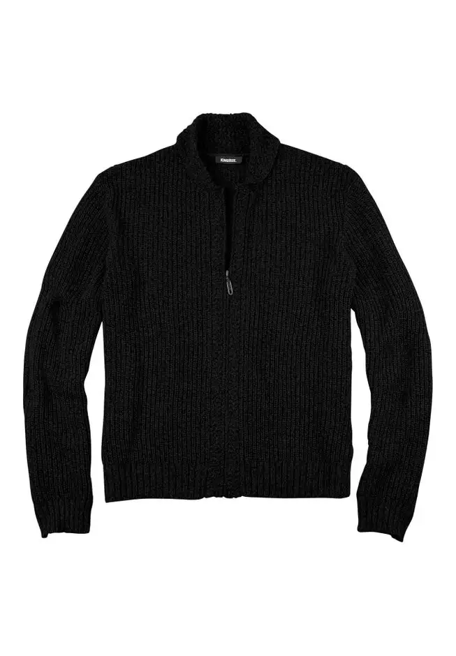 Shaker Knit Zip-Front Cardigan