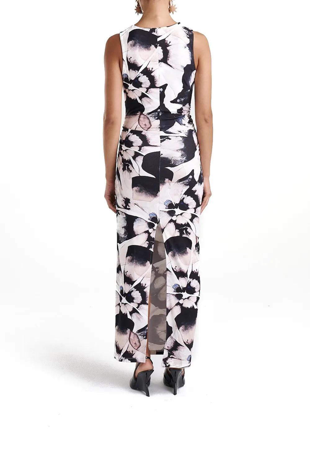 Black Round Neck Personalized Art Plant Flowers Dresses