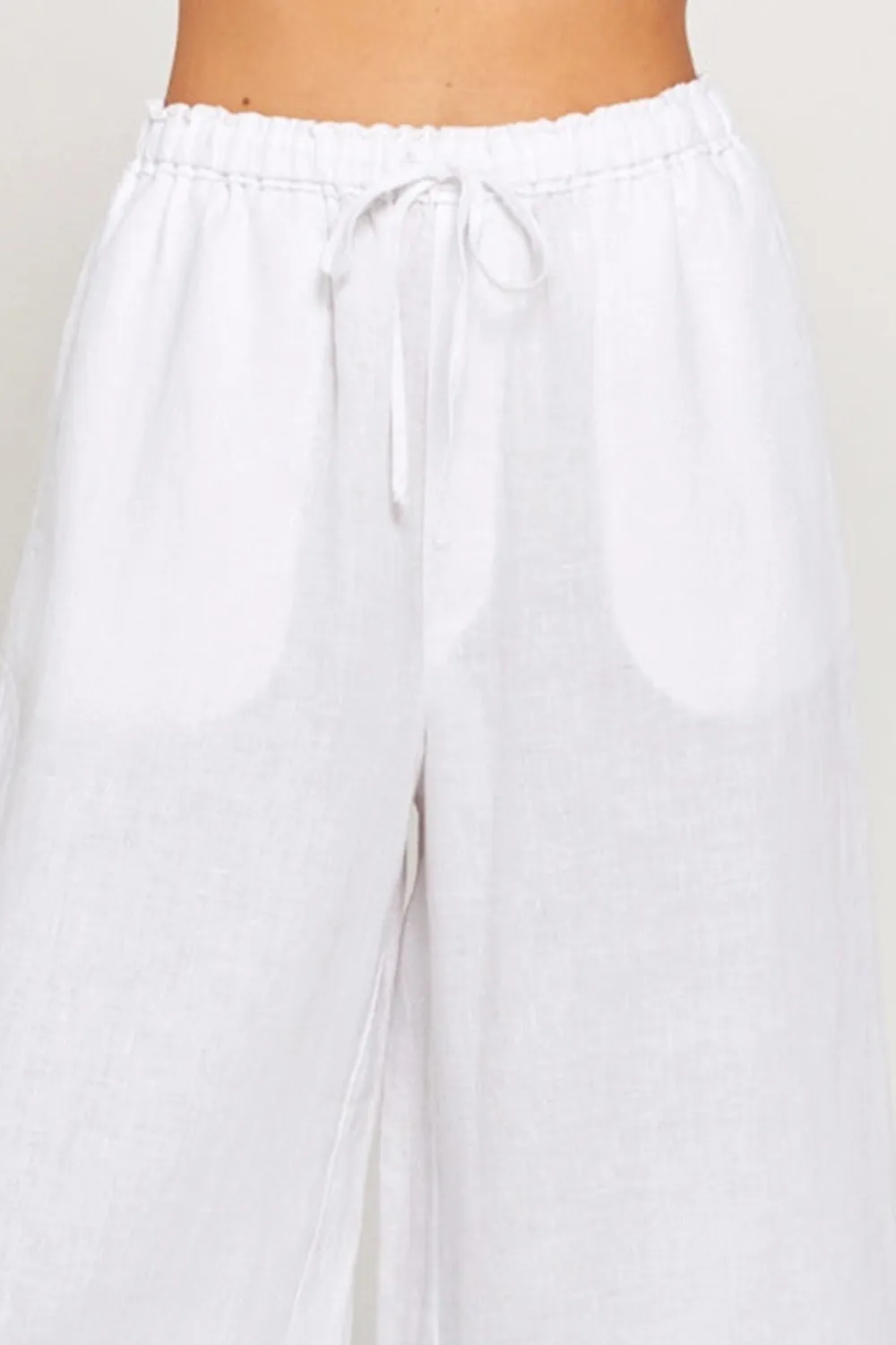 White Lazy Simple Loose Breathable  Pants