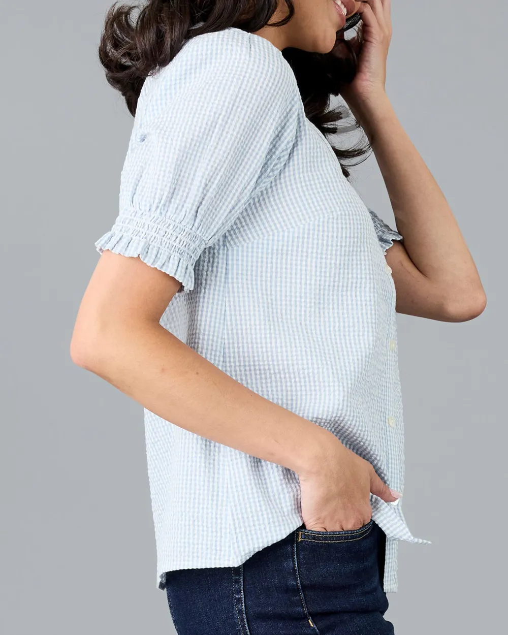 Striped Button Front Blouse