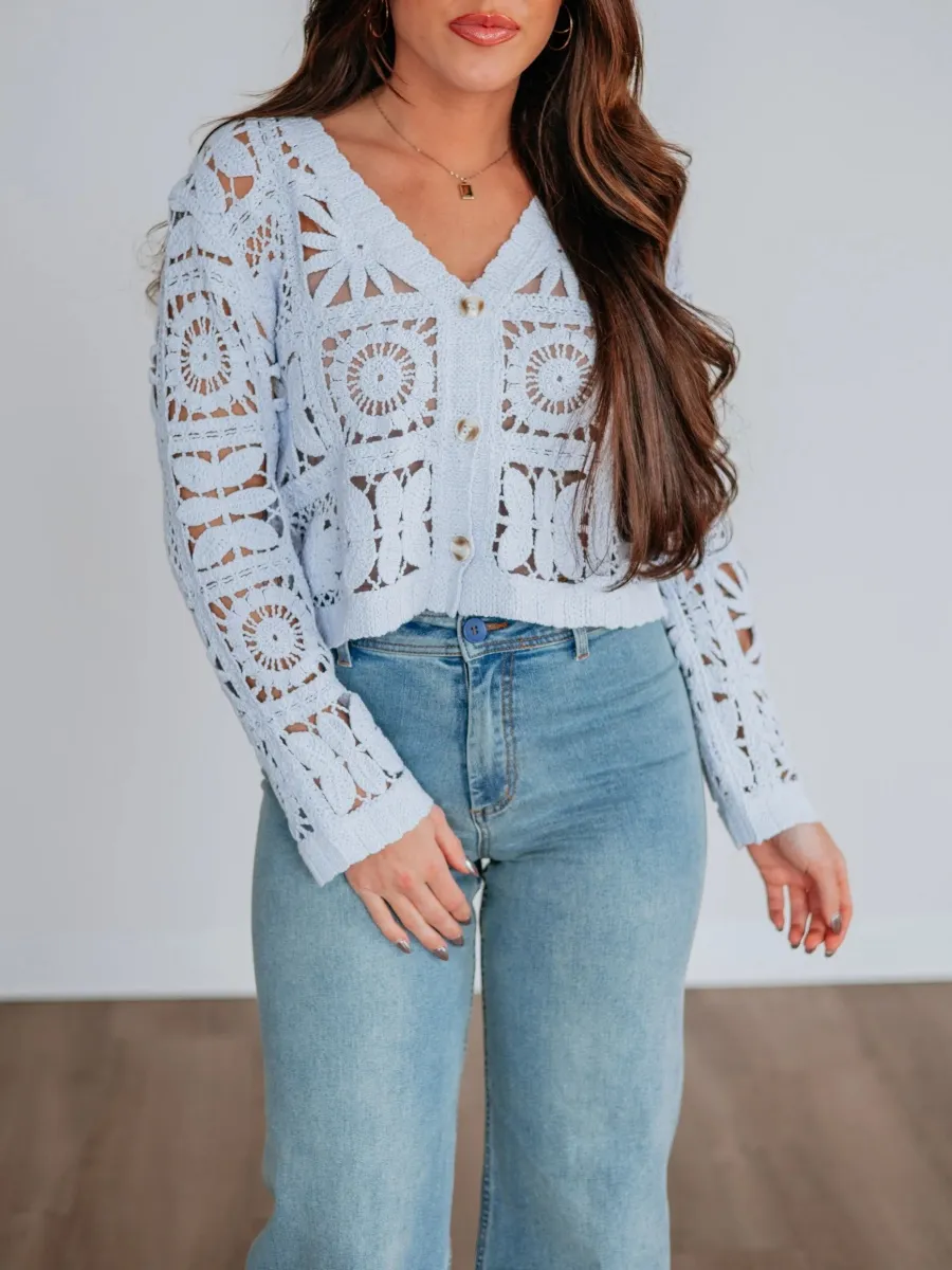 Cropped Lace Knit Cardigan
