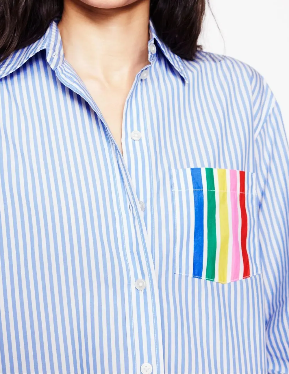 Gray Striped Pocket - Embellished Shirt