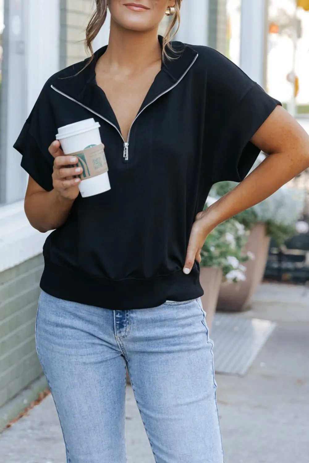 Laid Back and Comfy Half Zip Up Sweatshirt