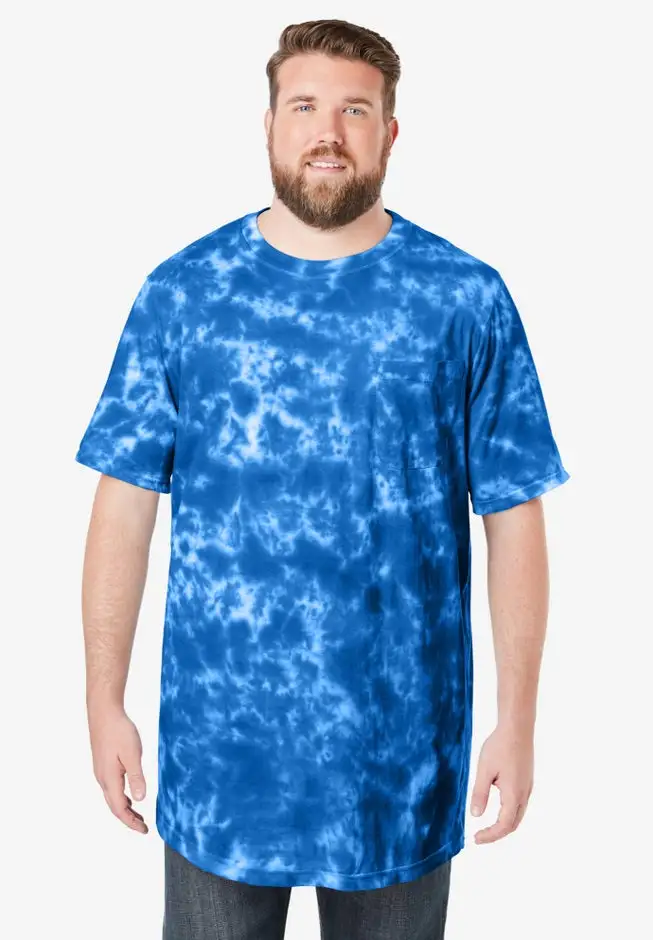 Shrink-Less Lightweight Longer-Length Crewneck Pocket T-Shirt