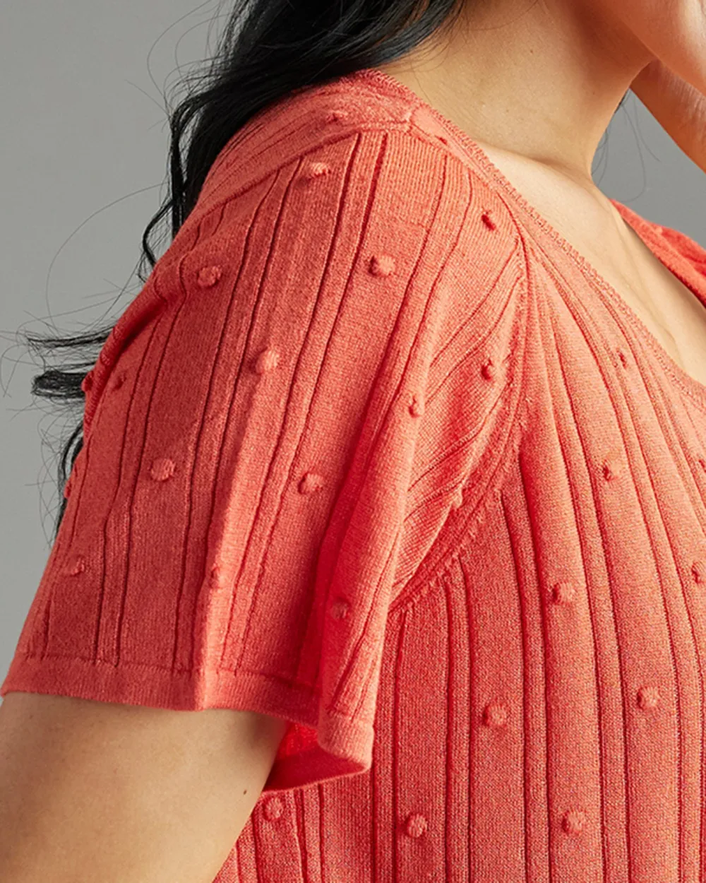 Paprika Textured Detailing Knit Top