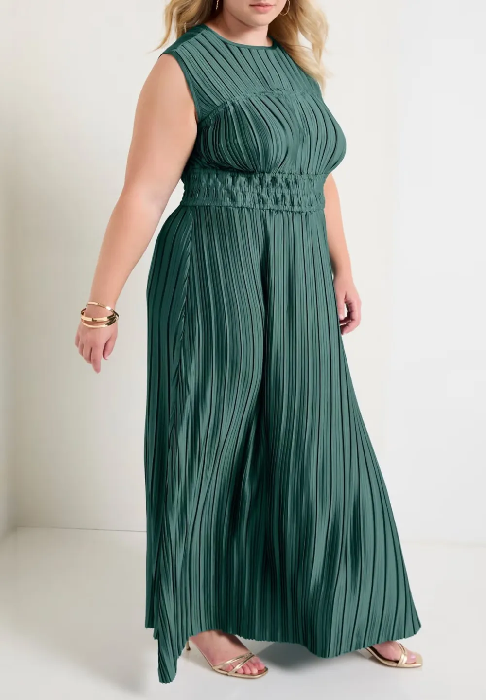 Waist Cinched Pleated Dress