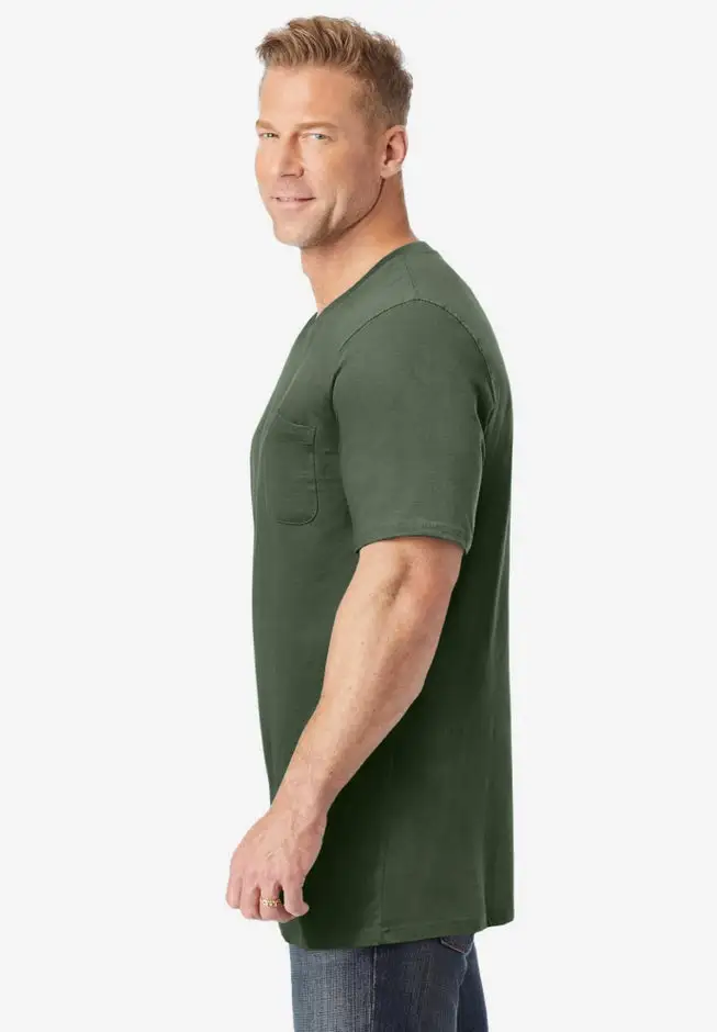 Shrink-Less Lightweight Longer-Length V-neck T-shirt