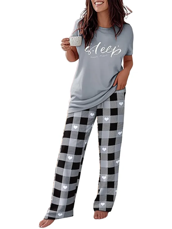 🔥FLASH SALE🔥Women's 2 Piece Pajama Set - Short Sleeve Comfy Loungewear