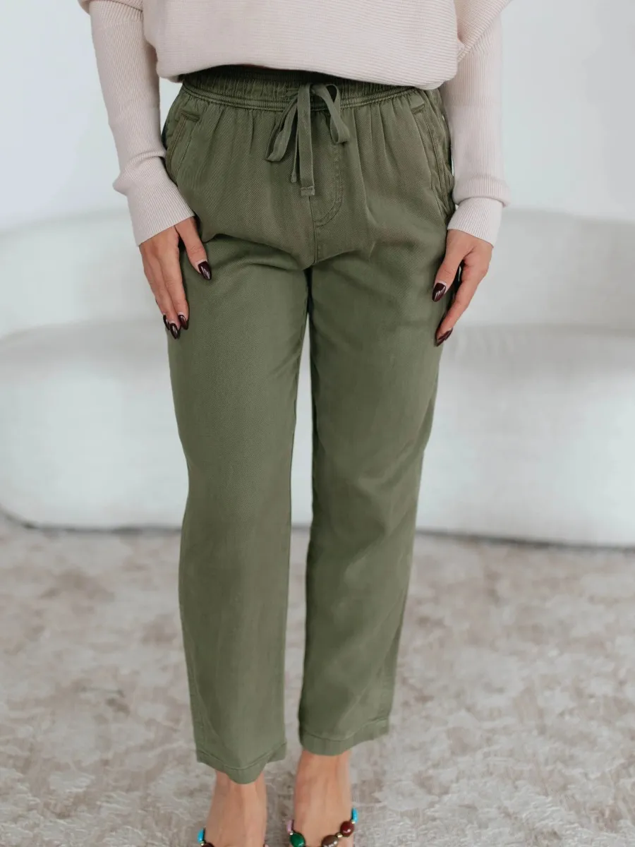 Drawstring High Rise Pants
