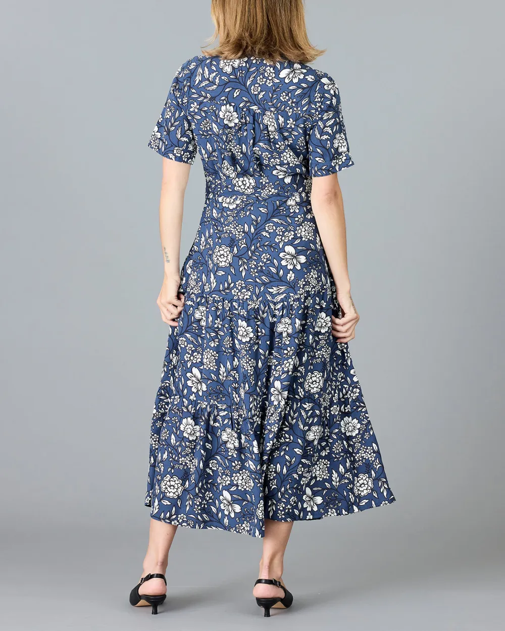 Blue Floral Print Maxi Dress