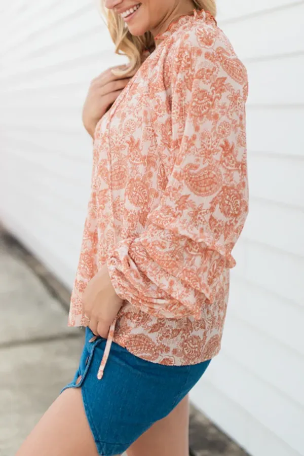 Rust Multi Printed Boho Blouse