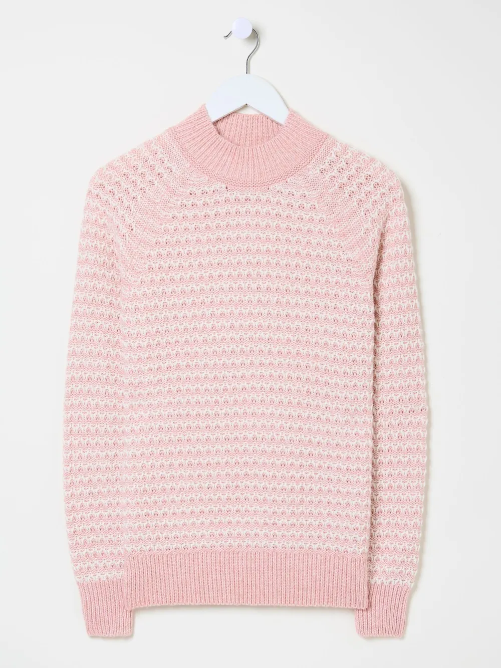 Pink Candy Stripe Knitted Crew Neck Jumper
