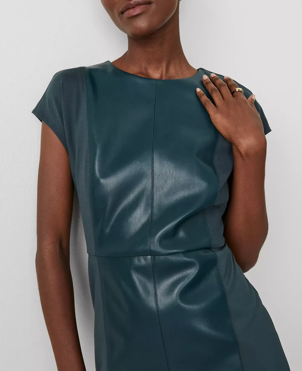 Faux Leather Mixed Media Dress