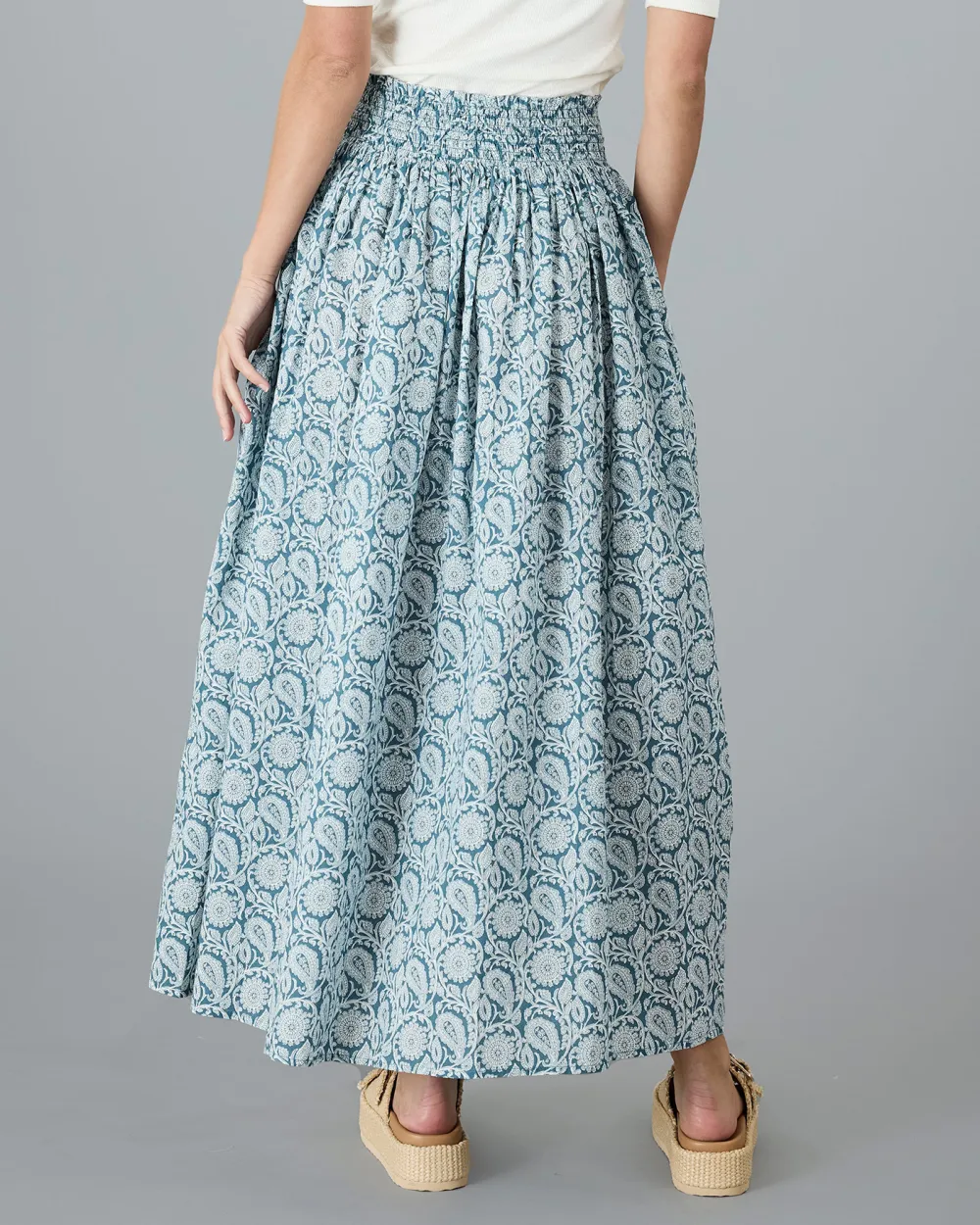 Light Blue Patterned Maxi Skirt