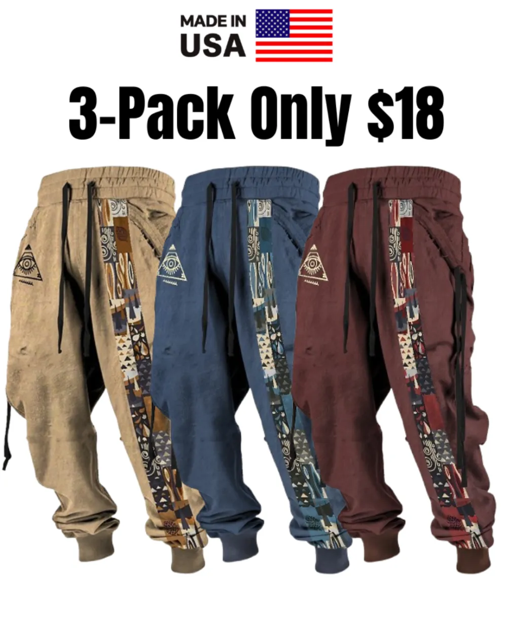 Men's Tribal Bandana Print 3D Sweatpants