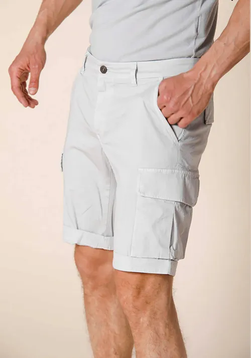Light Grey Slim Fit Men's Cotton Shorts