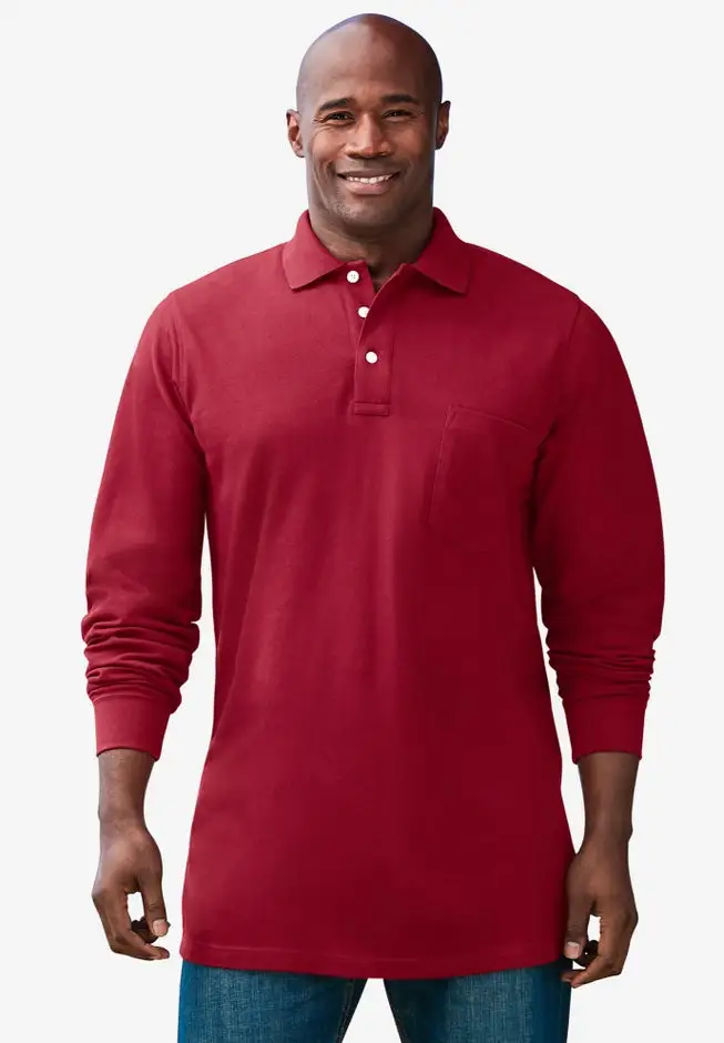 Longer-Length Long Sleeve Shrink-Less™ Cotton Polo